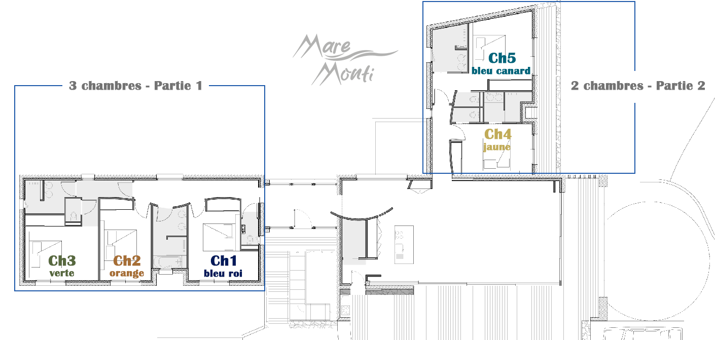 Mare Monti - Plan de modularité des chambres
